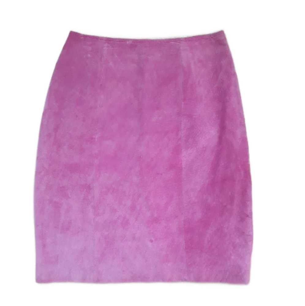 Vintage 90's Chia Rose Pink Suede Pencil Skirt - Size XS / Waist 24"